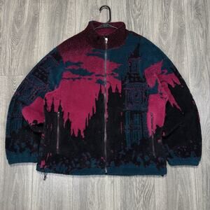 Sneakersnstuff SNS Full Zip Fleece Jacket Purple Green Big Ben Adult Size Medium